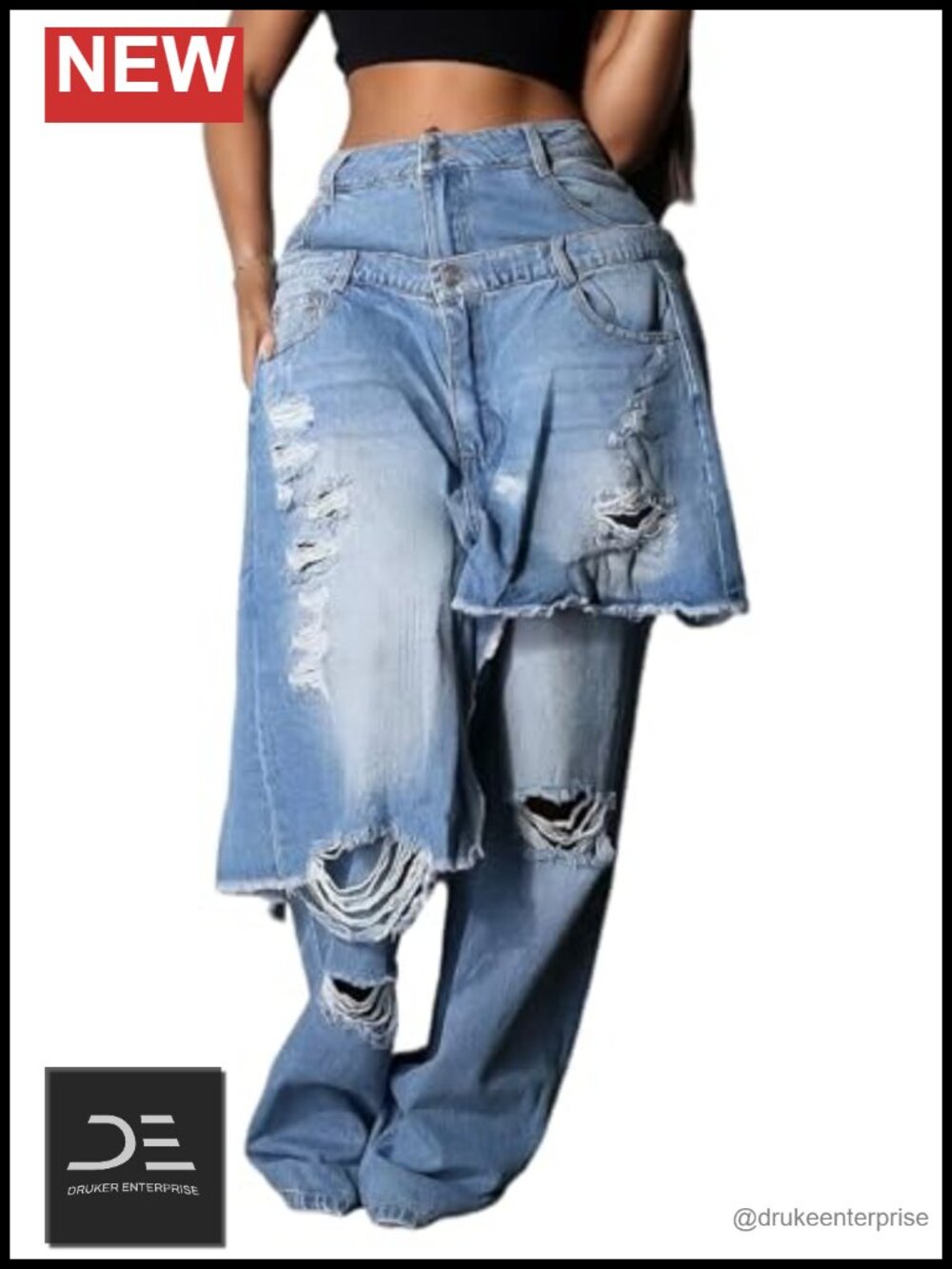 Women's High Waisted Baggy Ripped Jeans Wide Leg Distressed Denim Pants